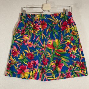 J Crew Skirt Sz 8 Tropical Floral Linen Elastic‎ Waist Pockets Lined Resort Wear